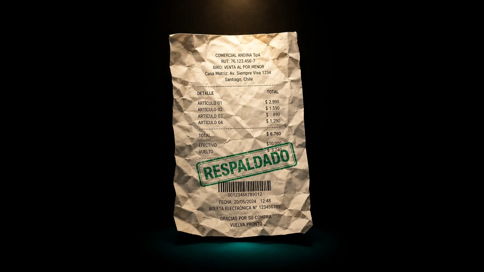 Boleta respaldada digitalmente con GastosNX